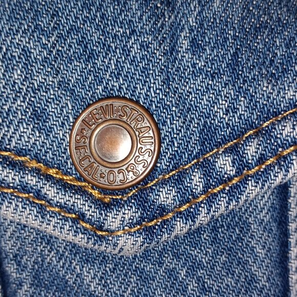 Levi's Blue Jean Jacket with Leopard Print Lining - Picture 6 of 9